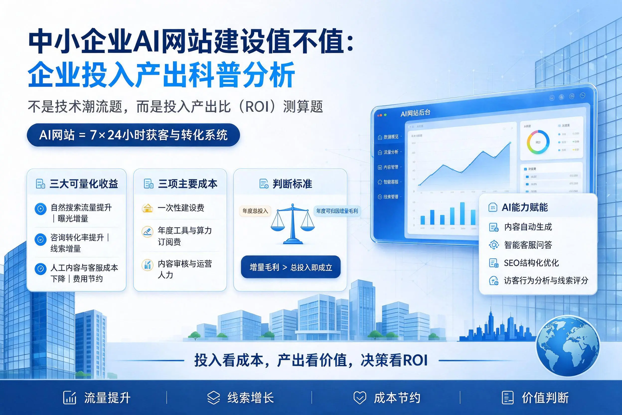 中小企业AI网站建设值不值：白城企业投入产出科普分析