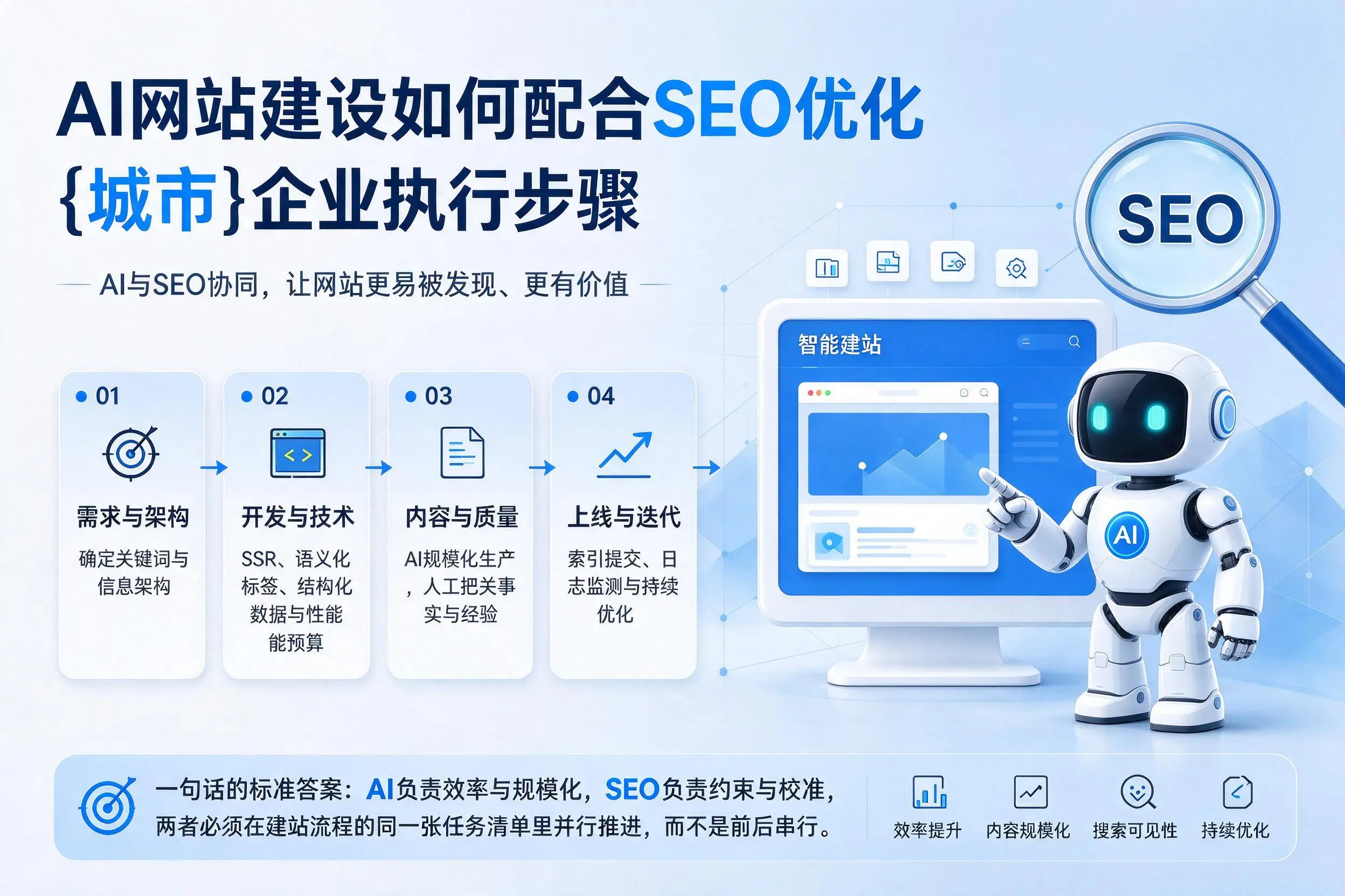 AI网站建设如何配合SEO优化，白城企业执行步骤