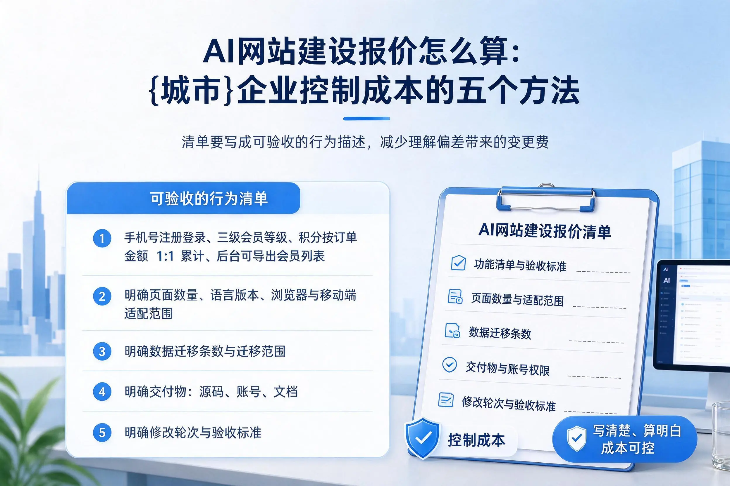AI网站建设报价怎么算：白城企业控制成本的五个方法